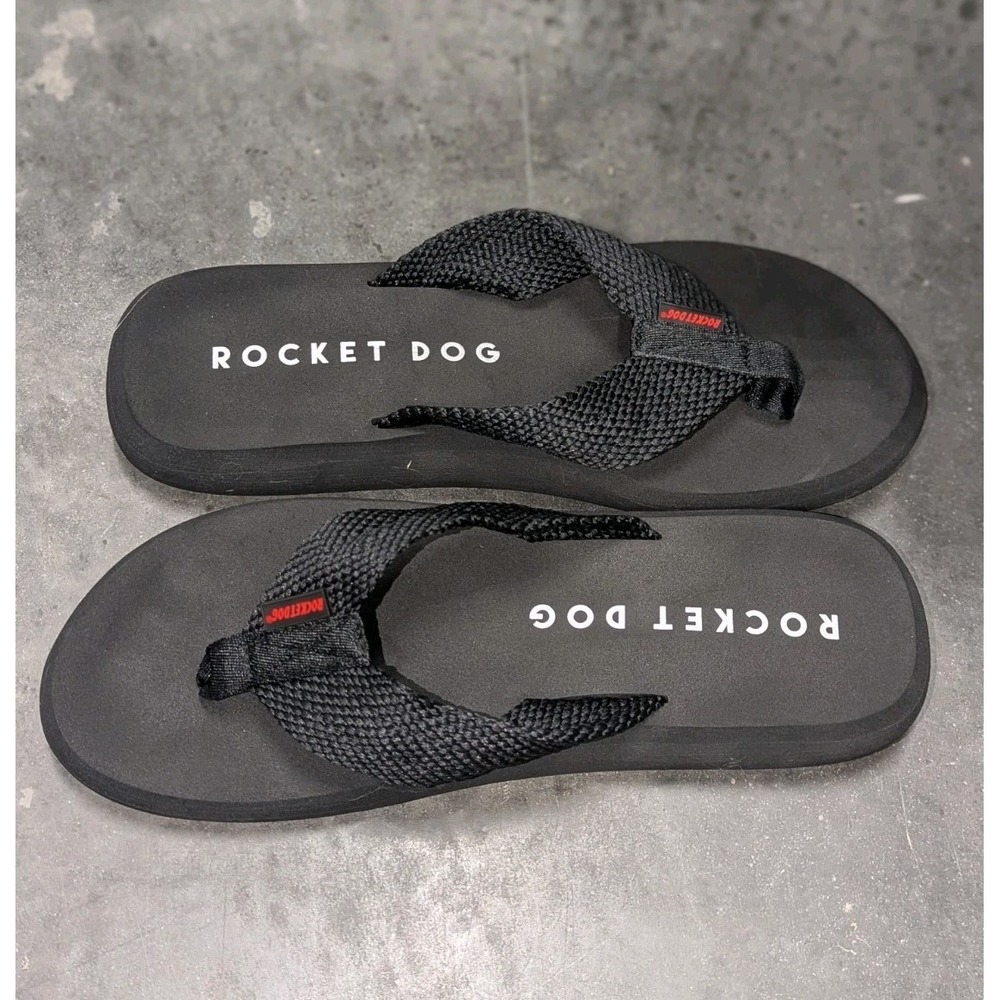 Y2K Chunky Platform Flip Flops Black Thong Sandals Women's 11 Rocket Dog NWOB